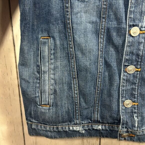 Hudson Denim Jacket Cotton Oversized Medium Wash Classic Y2K Streetwear - Picture 8 of 16